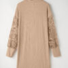 Parchment Lace Patchwork Ribbed Knit Open Front Duster Cardigan