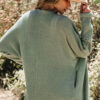 Laurel Green Waffle Knit Open Front Cardigan