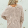 Lapis Mix Pattern Hollowed Knit Open Front Cardigan