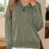 Four Leaf Clover Mineral Wash V Neck Knit Exposed Seam Drop Shoulder Loose Sweater