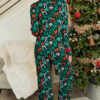 Green Festive Bow Print 2pcs Pajama Pant Set