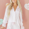 Pink Bow Lattice Print Bow Ties 2pcs Pajama Set