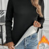 Black Mock Neck Thermal Lined Long Sleeve Tee