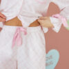 Pink Bow Lattice Print Bow Ties 2pcs Pajama Set
