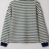 Dark Green Striped Print Contrast Collar Zip V Neck Long Sleeve Top