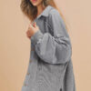 Medium Grey Waffle Knit Patchwork Exposed Seam Loose Shacket