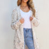 White Confetti Rib Knit Long Sleeve Cardigan