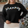 Black Merry Colorful Dot Detail Christmas Drop Shoulder Sweater
