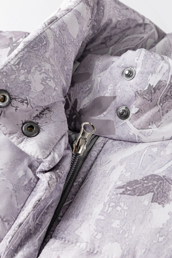 Gray Camo Leaf Print Winter Puffer Vest