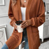 Canton Textured Knit Side Pockets Open Front Cardigan