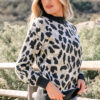 Carbon Grey Leopard Drop Shoulder Baggy Sweater