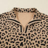 Parchment Leopard Polo Collar V Neck Pullover Top
