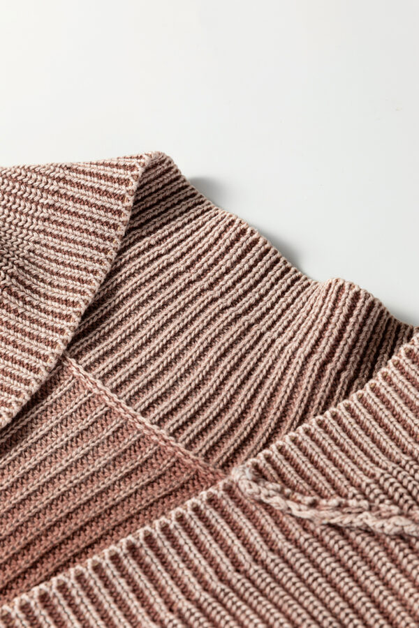 Evergreen Mineral Wash Exposed Seam Patchwork Knit Open Sweater Cardigan