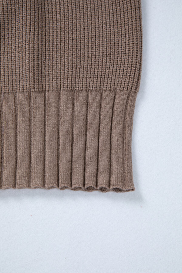 Goat Mixed Texture Knit Button V Neck Sweater Cardigan