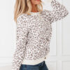 Black Leopard Drop Shoulder Chunky Knitted Cardigan Sweater