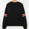 Black Varsity Baseball Bow Graphic Striped Sleeve Baggy Sweatshirt