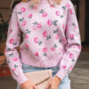 Delicacy Sweet Floral Print Drop Shoulder Cropped Sweater