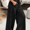 Black Mineral Wash Exposed Seam Drawstring Elastic Waistband Wide Leg Cargo Pants