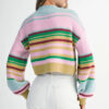 Multicolour Striped Knit Ribbed Trim Boxy Fit Cropped Sweater