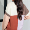 Coffee Mix Texture Colorblock Knit Baggy Sweater