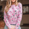 Delicacy Sweet Floral Print Drop Shoulder Cropped Sweater