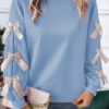 Myosotis Contrast Bow Decor Dropped Sleeve Crewneck Sweatshirt