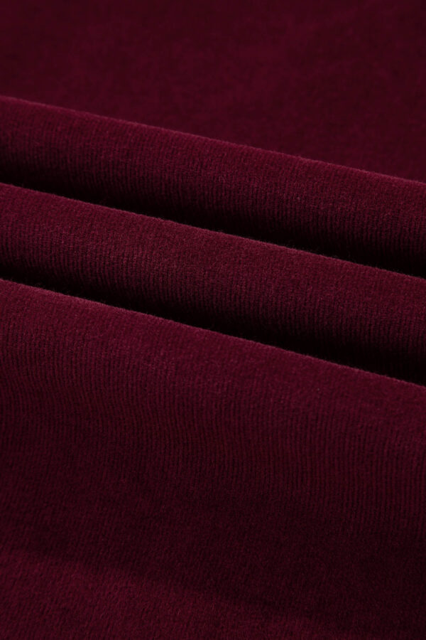 Burgundy Corduroy Solid Color High Waist Wide Leg Pants