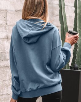 Ashleigh Blue Half Zip Kangaroo Pocket Mineral Wash Baggy Hoodie