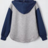 Light Grey Color Block Patchwork V Neck Drawstring Hoodie