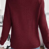 Burgundy Contrast Lace Frilled Trim Raglan Sleeve Sweater