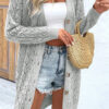 Gray Hollow Out Buttons Front Long Cardigan