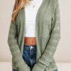 Green Bay Scalloped Edge Eyelet Knit Batwing Sleeve Cardigan