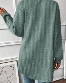 Canton Textured Knit Side Pockets Open Front Cardigan