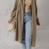 DUNE Solid Color Textured Knit Open Front Oversize Midi Sweater Cardigan