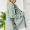 Grass Green Plaid Patchwork Waffle Thermal Knit Shacket