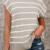 Parchment Side Slits Crewneck Short Sleeve Sweater Tee