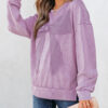 Orchid Bouquet Mineral Wash Big Bow Patchwork Pullover Sweatshirt