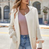 Beige Solid Color Knit Lapel Collar Single Button Sweater Cardigan