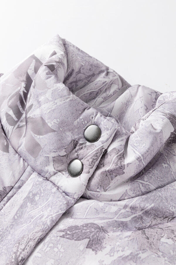 Gray Camo Leaf Print Winter Puffer Vest