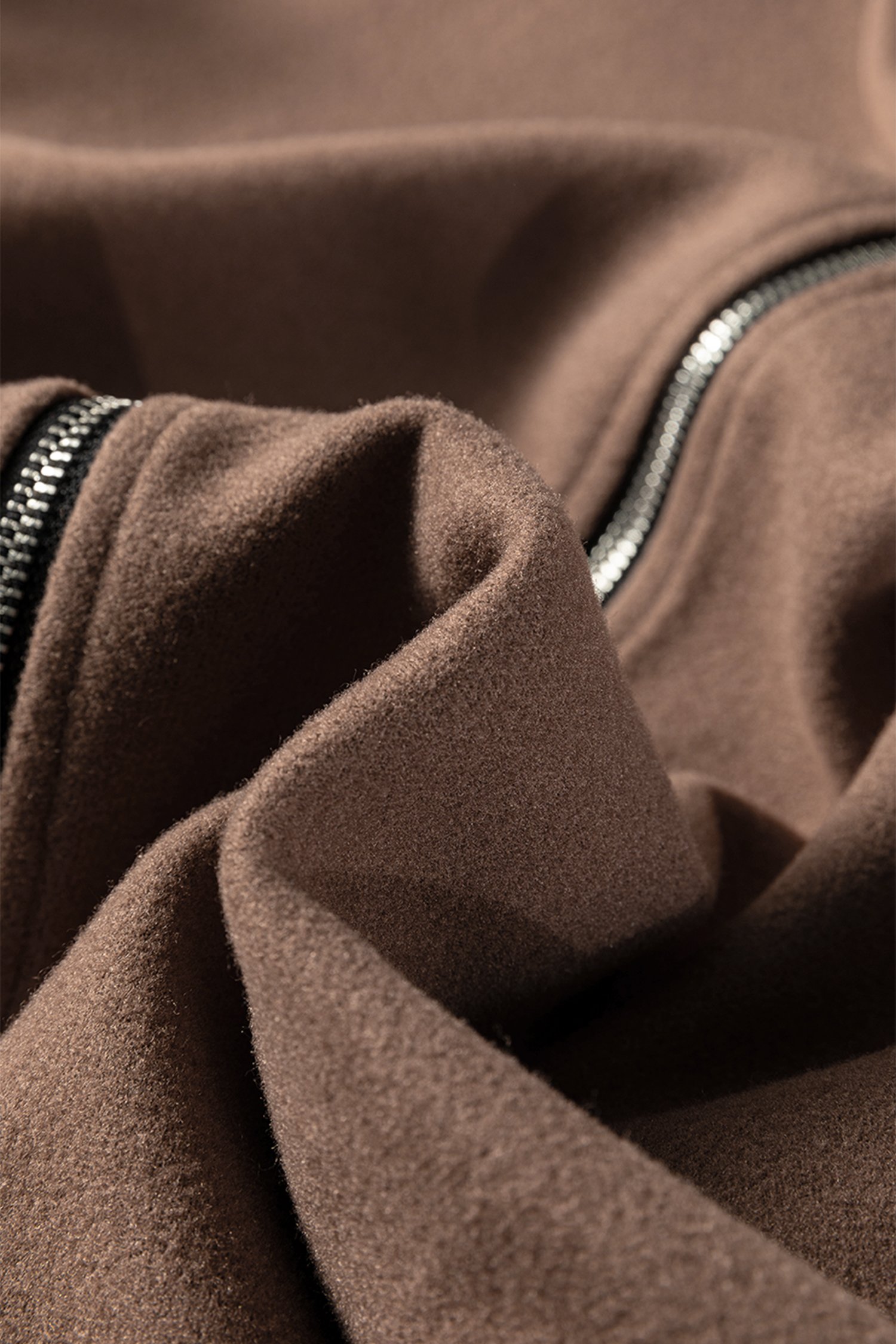 Dark Khaki Contrast Cuffed Drop Shoulder Zip up Tunic Hoodie - Image 8