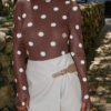 Black Vintage Polka Dot Print Mesh Long Sleeve Bodysuit