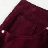 Burgundy Corduroy Solid Color High Waist Wide Leg Pants
