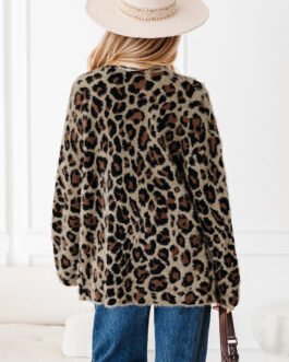 Brown Leopard Open Casual Cardigan