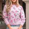 Delicacy Sweet Floral Print Drop Shoulder Cropped Sweater