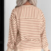 Khaki Stripe Ribbed Band Seam Detail Baggy Sweatshirt