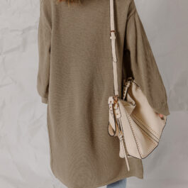 DUNE Solid Color Textured Knit Open Front Oversize Midi Sweater Cardigan