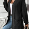 Canton Textured Knit Side Pockets Open Front Cardigan