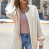 Beige Solid Color Knit Lapel Collar Single Button Sweater Cardigan