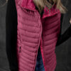 Silvery Plush Collared Quilted Zipped Puffer Vest