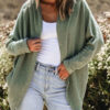 Laurel Green Waffle Knit Open Front Cardigan
